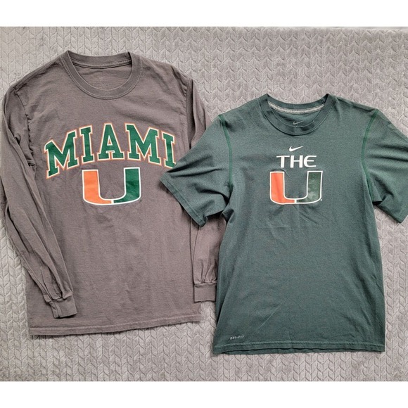 Nike Other - 2 NCAA Miami Hurricanes Green T Shirt Size Small Nike The U Football‎ Dri-Fit